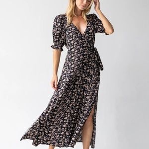 Natural Life Sophia Maxi Dress Tan Grey Leaf Size XS